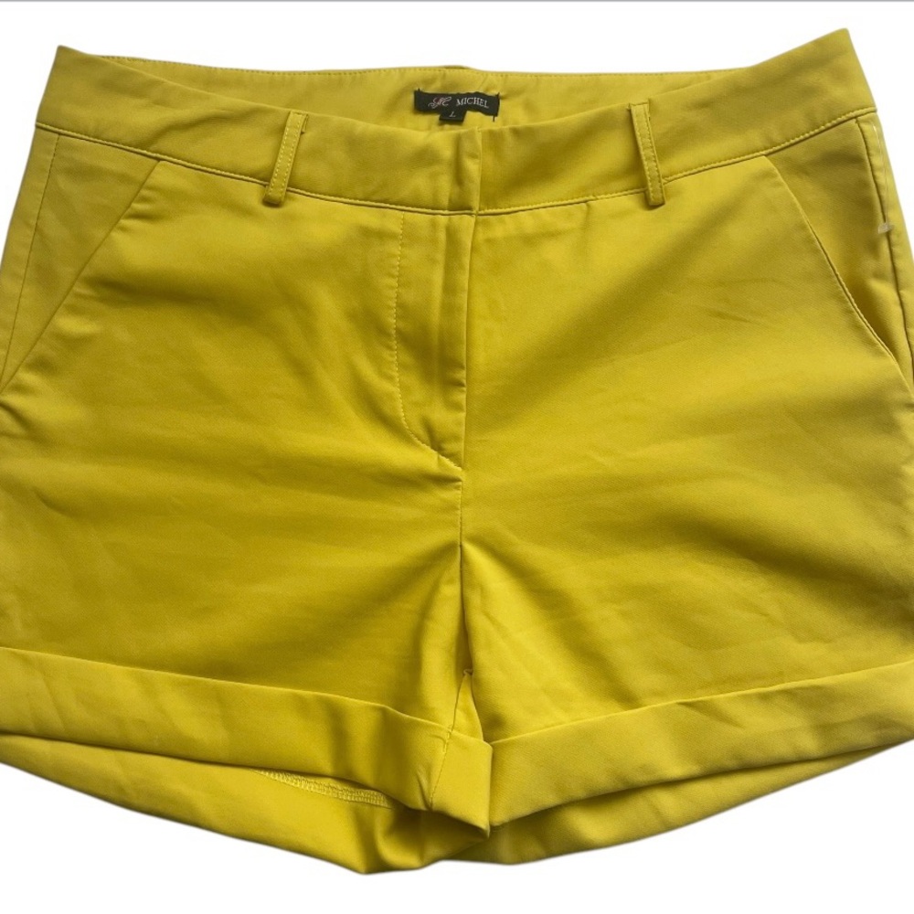 Vibrant Yellow High Waist Shorts with Stretch Fabric